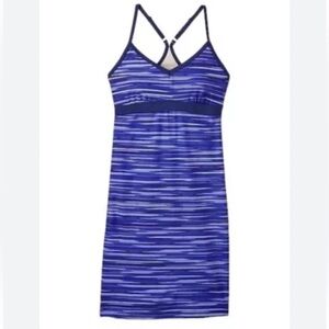 Athleta Shorebreak Swim Dress Blue Stripes Athleisure Size Medium